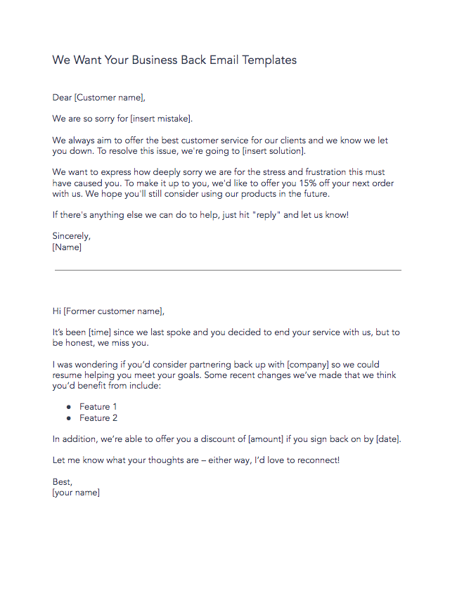 Email Template For Customer Service